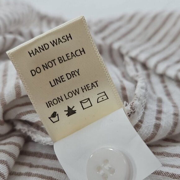 NEW Max Studio London Button Up Shirt Women's L Tan White Short Sleeve MSRP $138 - Picture 4 of 15